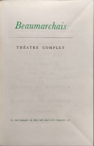 Théâtre complet numéroté 5468/10000