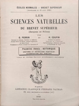 Les sciences naturelles du brevet supérieur - garçons et filles - première année anatomie et physiologie végétales classification des végétaux ...