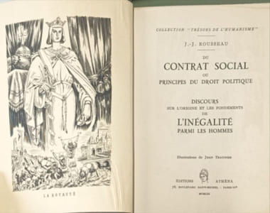 Du contrat social ou principes du droit politique. Discours sur l'origine et les fondements de l'inégalité parmi les hommes. Illustrations de Jean Traynier. [auteur : Rousseau (Jean-Jacques) - Traynie