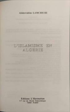 L'Islamisme en Algérie. Abderrahim Lamchichi