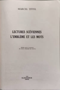 Lectures scéviennes: l'emblème et les mots