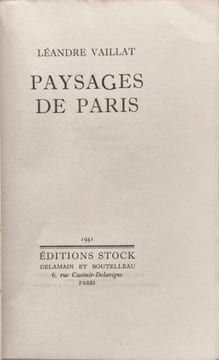 Paysages de Paris. Léandre Vaillat