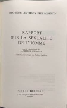 Rapport sur la sexualité masculine. Anthony Pietropinto