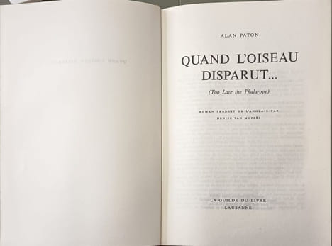 Quand l'oiseau disparut. ALAN PATON