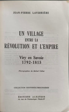 Un village entre la Révolution et l'Empire. Jean-Pierre Laverrière