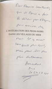 L'intégration des Pieds-Noirs dans les villages du Midi dédicacé par l'auteur