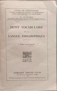 Petit vocabulaire de la langue philosophique- nouvelle édition revue et corrigée