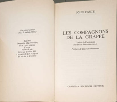 Les Compagnons De La Grappe. John Fante