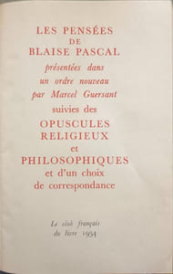 Les Pensées de Blaise Pascal