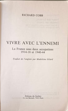 Vivre avec l'ennemi. RICHARD COBB