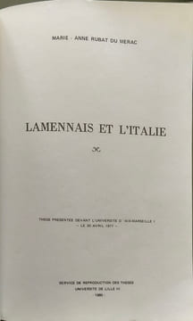 Lammenais et l'Italie. Marie - Anne Rubat du Merac