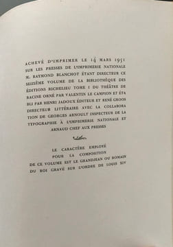 Racine théâtre complet ( 5 tomes - complet) numéroté/ gravures sur bois de valentin le campion. Pierre Mélése