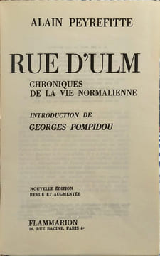 Rue d'Ulm. ALAIN PEYREFITTE