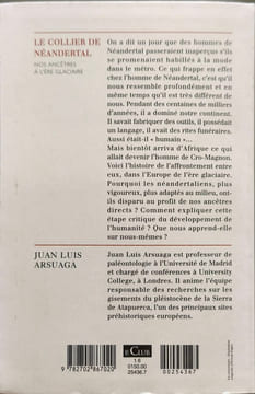 Le collier de Néandertal : Nos ancêtres à l'ère glaciaire. ARSUAGA JUAN LUIS