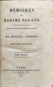 Mémoires de Madame Roland ( tome 1et 2)