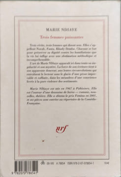 Trois femmes puissantes.Drei starke Frauen französische Ausgabe: Ausgezeichnet mit dem Prix Goncourt 2009. NDiaye Marie