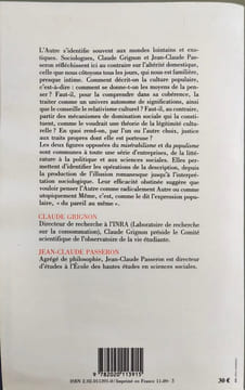 Le Savant et le populaire. Misérabilisme et populisme en sociologie et en littérature. GRIGNON