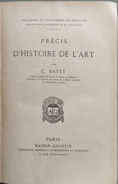Précis d'Histoire de l'Art. C. Bayet