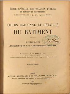 E.S.T.P Batiment - alimentation en eau - chauffage&ventilation Cours raisonné et détaillé du bâtiment
