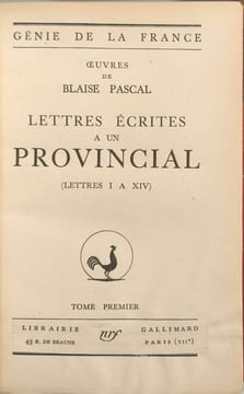 Lettres écrites à un provincial ( lettres I a XIV ) - tome premier. Blaise Pascal