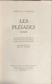 Les pléiades / texte établi annoté et présenté par Jean Mistler. Comte de Gobineau