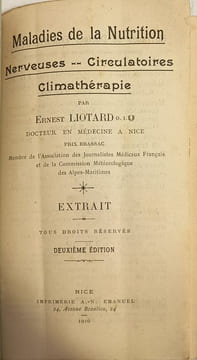 Climatologie médicale de la Côte d'Azur. Ernest Liotard