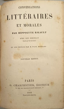 Conversations littéraires et morales. Hippolyte Rigault