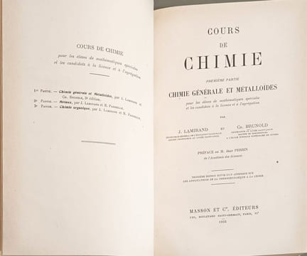 Cours de chimie. Chimie générale Tome 1. Lamirand & Pariselle