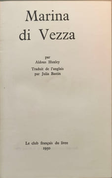 Marina di Vezza numéroté 3529. Aldous Huxley