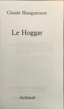 Le Hoggar. Blanguernon Claude