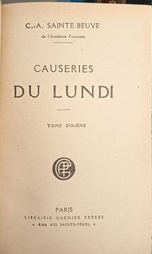 Causeries du lundi tome 9 et 10. C.-A. Sainte-Beuve