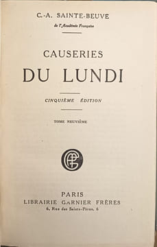 Causeries du lundi tome 9 et 10. C.-A. Sainte-Beuve