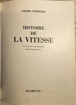 Histoire de la vitesse. Pierre FrédériX