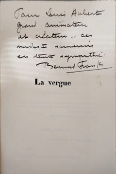 La vergue. Bernard Frank Dedicacé