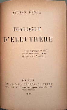 Dialogue d'eleuthère. Benda Julien