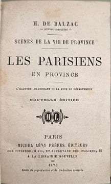 Les Parisiens en province. H. de Balzac