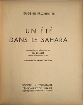 Un été dans le Sahara. Eugène Fromentin