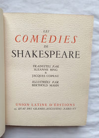 Les Comédies, Union Latine d'Editions, 1952, 7 tomes (complet), traduites par Suzanne Bing et Jacques Copeau, illustrées par Berthold Mahn