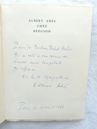 dès chez Bergson, reliques inconnues d'une amitié, Chez Edmonde A. Adès, Paris, 1949