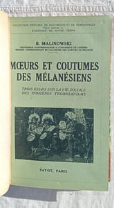 Moeurs et coutumes des mélanésiens : trois essais sur la vie sociale des indigènes trobriandais, Payot, "Collection d'études, de documents et de témoignages pour servir à l'Histoire de notre temps", Paris, 1933, traduit de l'anglais par le Dr S. Jankélévitch