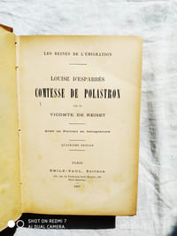 Louise d'Esparbès, comtesse de Polastron, Emile-Paul éditeur, Les Reines de l'émigration, 1907