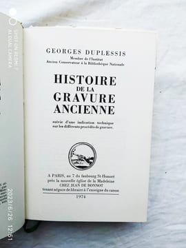 Histoire de la gravure ancienne, chez Jean de Bonnot, 1974, . Georges Duplessis
