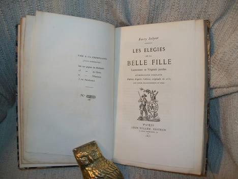 LES ELEGIES DE LA BELLE FILLE LAMENTANT SA VIRGINITE PERDUE.. JULYOT Ferry
