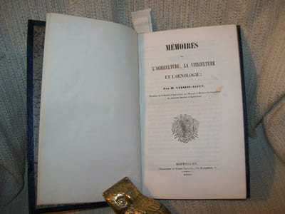 MEMOIRES SUR L'AGRICULTURE, LA VITICULTURE ET L'OENOLOGIE.