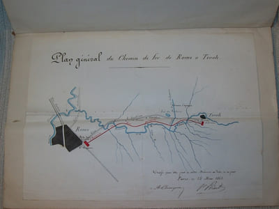 ETATS PONTIFICAUX. Projet d'un chemin de fer à établir de Rome à Tivoli, longueur totale 27 kilomètres. Mémoire pour servir à l'avant-projet à étudier à l'appui de la demande de concession. MANUSCRIT ORIGINAL.