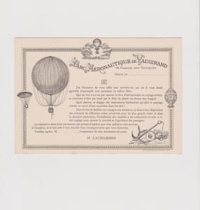 PARC AERONAUTIQUE DE VAUGIRARD 24 Passage des Favorites. Invitation pour une ascension en ballon libre (document original).