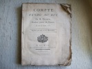COMPTE-RENDU AU ROI par M Necker Directeur Général des Finances. Au mois de Janvier 1781.. NECKER