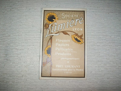 SOCIETE LUMIERE LYON. Plaques, papiers, pellicules (procédé Planchon), produits photographiques. Prix courant uniquement pour la France.