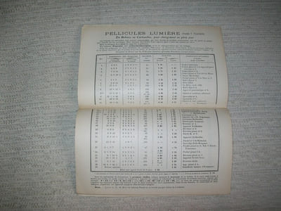 SOCIETE LUMIERE LYON. Plaques, papiers, pellicules (procédé Planchon), produits photographiques. Prix courant uniquement pour la France.