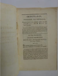 BLIN DE SAINMORE Œdipe-Roi Tragédie de Sophocle. Traduction du premier acte 1770